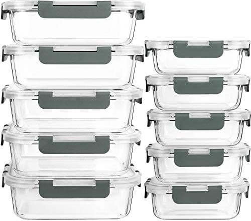 [10-Pack] Glass Meal Prep Containers with Lids, MCIRCO Food Storage Containers with Snap Locking Lids, Airtight Lunch Containers, Microwave, Oven, Freezer and Dishwasher - Image 1