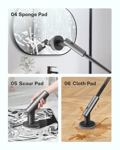 HOTO Cordless Electric Spin Scrubber, IPX7 Full Body Waterproof Bathroom Cleaning Brush, Max 22 in-lb, Shower Scrubber Brush with Long Handle, 6 Brush Heads, Power Scrubber for Bathroom, Floor, Tile - Image 3