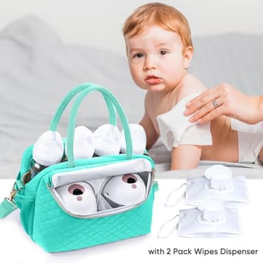 Breastmilk Cooler Travel Bag with 2pcs Wipes Dispensers and Ice Pack - Baby Bottle Cooler for 6 Bottles Up to 9 Ounce - Image 5