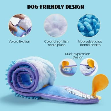 Nocciola EEL Squeaky Dog Toy, Tough No Stuffing Toy for Tug of War, Puppy Interactive Puzzle Fun to Keep Them Busy, Cognitive Crinkle Dog Toy for Large Medium Small Breed, Blue - Image 2