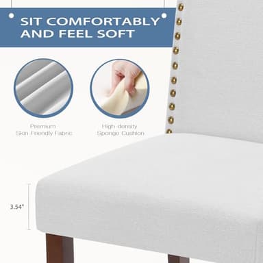 DUMOS Dining Chairs Set of 4, Moden Kitchen Table Chairs with Wooden Legs and Padded Seat for Dining Room/Kitchen/Living Room/Restaurant, Grey - Image 4