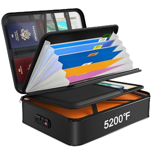 Noiposi Document Organizer with 5200℉ Heat Insulated,15.0"x11.0"x4.3" Water Resistant and Fireproof Document Box,Portable Home Travel Safe Storage Box for Important Documents,File - Image 1