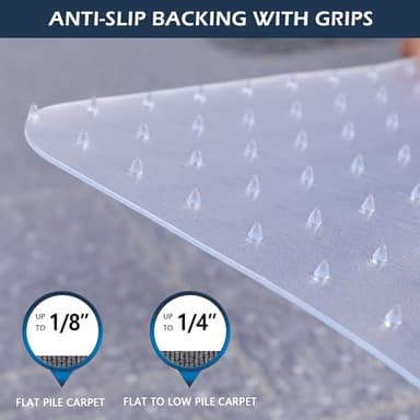 Chair Mat for Carpet, SALLOUS 46" x 60" Office Chair Mat for Carpeted Floors, Heavy Duty Vinyl Floor Mat with Grips, Floor Protector Computer Desk Mat for Home Office (Clear, Rectangular) - Image 3