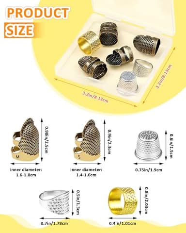FIVEIZERO Thimble Kit– 7 PCS Sewing Thimbles for Hand Sewing, Metal Finger Protectors, Thimble Ring for Quilting and Embroidery - Image 2