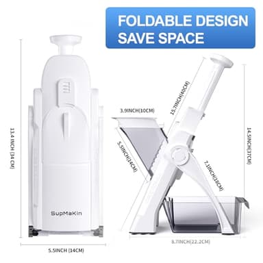 SupMaKin Safe Mandoline Slicer for Kitchen, Potato Slicer for Chips, Vegetable & Food Slicer,Thickness Adjustable 0.1-8 mm, Kitchen Faster Slice Artifact White (Only Slice) - Image 6