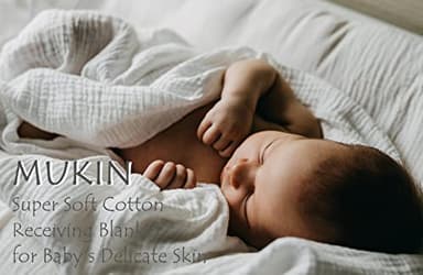 MUKIN Baby Bath Towels, Super Soft Cotton Receiving Blanket for Baby's Delicate Skin,2Pack Swaddle Blanket for Newborns Toddlers Boy Girl,Baby Registry as Shower (White+White) - Image 4