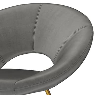 SIMPLIHOME Barrett Accent Chair - 24 inch Wide Upholstered Velvet Mid-Century Modern Accent Chair in Grey, for Living Room Seating with Curved Back, Deep Seat, and Gold Metal Base - Image 9