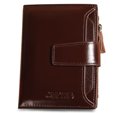 Ciephia Men's Genuine Leather Wallets with Zipper Coin Pocket, RFID Blocking Short Vintage Bifold Wallet Large Capacity Multi Credit Card Slots ID Windows Gifts for Him - Image 1