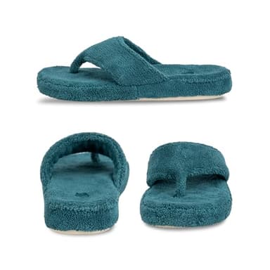 Acorn Women's Spa Thong Slippers with Cloud Contour Comfort - Arch Support and Plush Fluffy Terry Lining, Perfect for Beach, Camping, Poolside, or Bathroom Wear, Peacock, 8 - 9 - Image 3