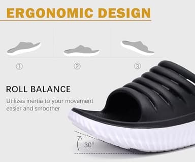 KuaiLu Womens Recovery Sandals Comfortable Plantar Fasciitis Arch Support Ladies Orthopedic Open Toe Slip On Running Sport Walking Slides Thick Athletic Cushion Slippers Summer Sliders Black Size 11 - Image 6