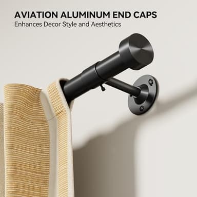 Heavy Duty Curtain Rod 32-150 Inch, 1 Inch Adjustable Curtain Rods for Windows, Extra Long Window Treatment Rods with Aluminium Finials, Easy Installation - Image 4