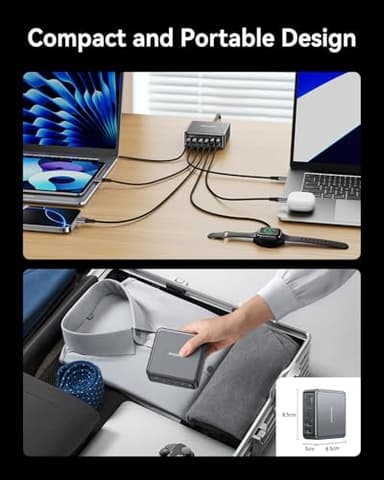 270W USB C Charger Block, Rocoren 6 Port Multi USB-C Charging Station,100W PD Fast USBC Gan Charger Station Hub Dock for Multiple Devices, Laptop Type C for MacBook/iPhone 17/iPad/Galaxy S25 - Image 6