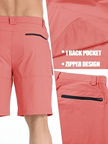 TACVASEN Mens Cargo Shorts Outdoor Lightweight Quick Dry Casual Summer Hiking Dress Work Shorts with Elastic Waist Pink, 38 - Image 7
