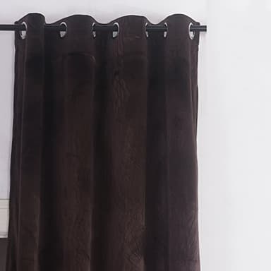 Cherry Home Set of 2 Velvet Flannel Room Darkening Blackout Curtains Panels Drapes Grommet 52 Wide by 108 Long Brown for Living Room - Image 2