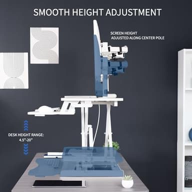 VIVO Height Adjustable 32 inch Standing Desk Converter with Dual 13 to 30 inch Monitor Stand, Sit Stand Monitor Mount and Desk Riser, White, DESK-V000K-M2W - Image 4