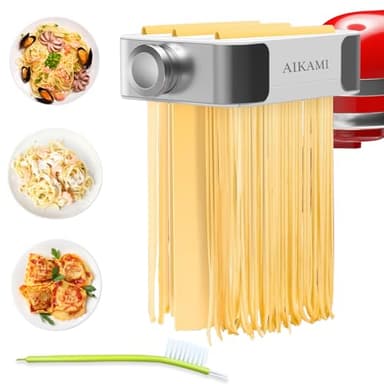 Metal Pasta Maker Attachment for Kitchenaid Stand Mixers 3 in 1 Set Includes Pasta Roller Spaghetti Cutter & Fettuccine Cutter and Cleaning Brush, Pasta Attachment - Image 1