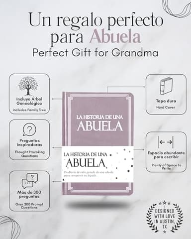 Abuela, comparte tu historia conmigo (Tapa dura): 250+ Preguntas, Libro de recuerdos y memorias, Regalo para Abuela de nietos, Día de la Madre, Cumpleaños, Aniversario y Navidad. (Edición en español) - Image 2