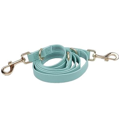 Leather Dog Collar and Leash Set 7FT Reflective at Night - Soft and Easy to Clean Vegan Leather with Gold Metal Buckle for Small Medium Large Dogs (S, Sea Green) - Image 6