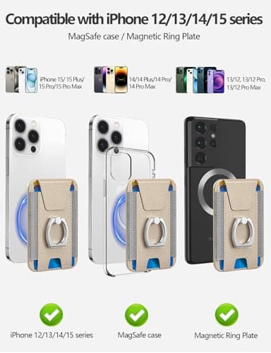 ExtreLife For Magsafe Wallet with Grip, 6-Card Holder, Stronger Magnetic Card Wallet Holder for iPhone 17/16/15/14/13/12 Series, Leather Magnetic Phone Wallet with Privacy Flap, Desert Titanium Gold - Image 8