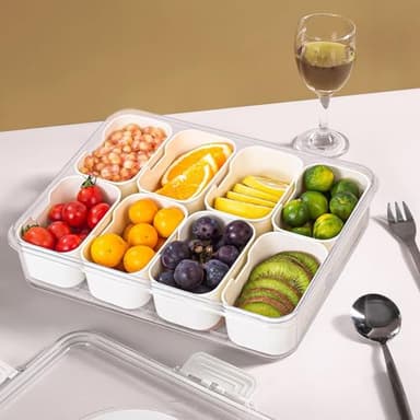 KocelFir Snack Box Container, Divided Serving Tray with Lid and Handle Snackle Box Container, Snack Organizer for Adults Fruit, Veggie, Perfect for Party, Entertaining - Image 2