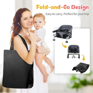 Hook on High Chair for Babies and Toddlers 6-36 Months, Portable and Foldable for Home and Travel, Baby Feeding Chair - Setup in Seconds - Includes Carry Bag (Grey) - Image 5