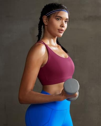 RUNNING GIRL Sports Bras for Women,Strappy Back Plus Size Bras Padded Workout Red Sports Bras Push up(WX2354 Winedred,M) - Image 4