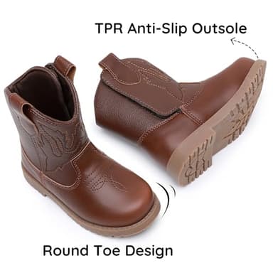 Blikcon Toddler Cowboy Boots for Boys Girls Baby Infant Cowgirl Boots Round Toe All Seasons 6-36 Months (Infant/Toddler) - Image 2