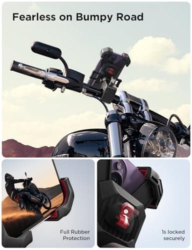 JOYROOM Motorcycle Phone Mount, [1s Auto Lock][100mph Military Anti-Shake] Bike Phone Holder for Bicycle, [10s Quick Install] Handlebar Phone Mount, Compatible with iPhone, Samsung, All Cell Phone - Image 5