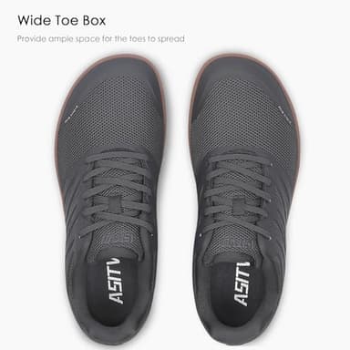 ASITVO Wide Men's Barefoot Zero Drop Sole Minimalist Width Toe Box Walking Shoes Sneakers Size 11 TPU No-Sew Upper Cross-Trainer Casual Shoes Dark Grey 45 - Image 3