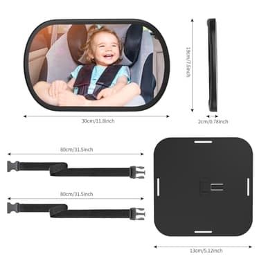 BOEYOS Baby Car Mirror, Safety Car Seat Mirror for Rear Facing Infant, Clear Wide View, 360°Rotation, Easily Observe the Baby Move, Secure, Shatterproof, Crash Tested and Certified (2-Pack) - Image 7