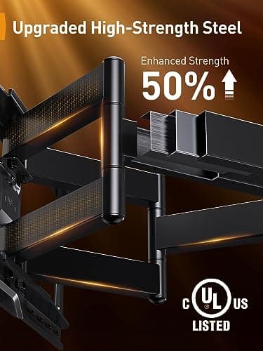 Perlegear UL-Listed Full Motion TV Wall Mount for 42–90 Inch TVs up to 150 lbs, Pre-Assembled TV Mount with Tool-Free Tilt, Swivel, Extension, Max VESA 600 x 400mm, 12″/16″/18″/24″ Wood Studs, PGLF16 - Image 6