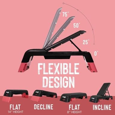 Yes4All Multifunctional Fitness Aerobic Step Platform/Aerobic Deck, Household Step Workout Bench for Home Gym (Red/Black) - Image 2