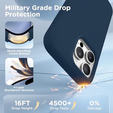 GolbinBox Magnetic for iPhone 16 Pro Max Case, Compatible with MagSafe, Screen Protector + Camera Lens Protector, Liquid Silicone Shockproof Protective Phone Case for iPhone 16 Pro Max, Dark Blue - Image 5