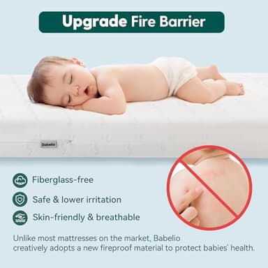BABELIO Breathable Crib Mattress, Dual-Sided, Memory Foam, Waterproof, Removable and Machine-Washable Cover, for Toddler and Baby 52" x 27.5" - Image 4