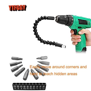 2 Pack Flexible Drill Bit Extension with 10 Drill Bit Sets, YTFGGY 11.8 inch Magnetic Hex Soft Shaft, Flexible Screwdriver Extension for Connect Drive Shaft Tip Drill Bit Kit Adaptor (BY) - Image 4
