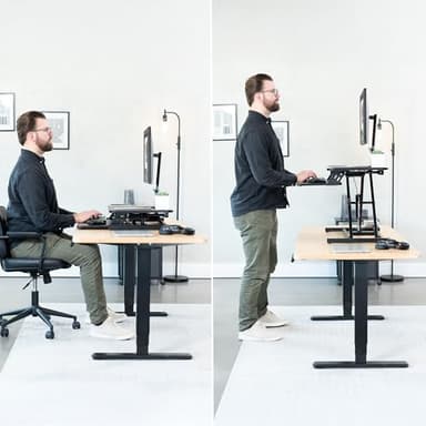 VIVO Height Adjustable 32 inch Stand Up Desk Converter, Quick Sit to Stand Tabletop Dual Monitor Riser Workstation, Black, DESK-V000S - Image 8