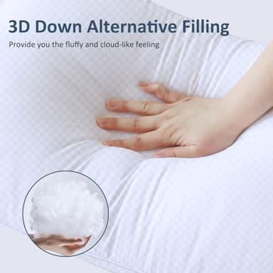 Carasylvia Bed Pillows for Sleeping - Pillows Queen Size Set of 4, Soft Hotel Pillows with Down Alternative Filling for Side, Back & Stomach Sleepers, Fluffy Pillows for Bed (2 White & 2 Grey) - Image 2