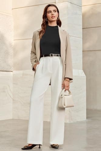 Arach&Cloz 2025 Womens Wool Blend Sweater Tank Tops Summer Fall Sleeveless Vest High Mock Neck Soft Stretchy Cute Fashion Dressy Business Casual Teacher Outfits Trendy Knit Slim Work Clothes Black M - Image 3