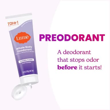 Lume Whole Body Deodorant - Invisible Cream Tube - 72 Hour Odor Control - Aluminum Free, Baking Soda Free, Skin Safe - 3.0 ounce (Soft Powder) - Image 7