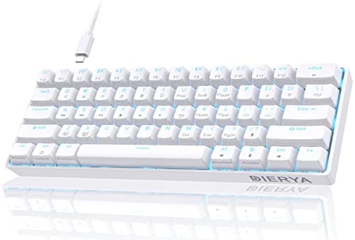 DIERYA 60% Mechanical Keyboard, DK61se Wired Gaming Keyboard with Blue Switches, LED Backlit Ultra-Compact 61 Keys Mini Office Keyboard for Windows Laptop PC Gamer Typist（White） - Image 1