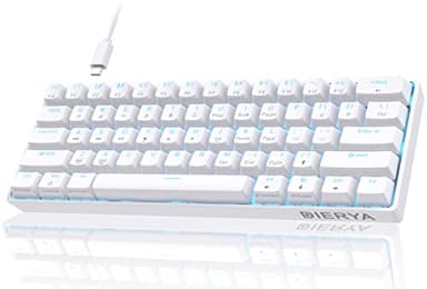 DIERYA 60% Mechanical Keyboard, DK61se Wired Gaming Keyboard with Blue Switches, LED Backlit Ultra-Compact 61 Keys Mini Office Keyboard for Windows Laptop PC Gamer Typist（White） - Image 1