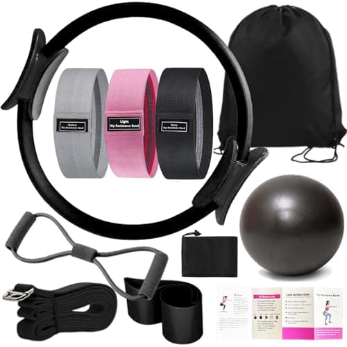 Nuplot Pilates Essentials Kit for Women - Better Yoga Pilates Kit for Home Workouts with Pilates Ring and Ball Set, Booty Bands, Figure 8 Resistance Band, Yoga Bands for Stretching (Black) - Image 1