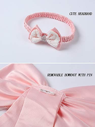 LZH Baby Girls Lace Dress Bowknot Flower Dresses Wedding Pageant Birthday Tutu Gown Baby Pink 0-3M Baby Pink - Image 3