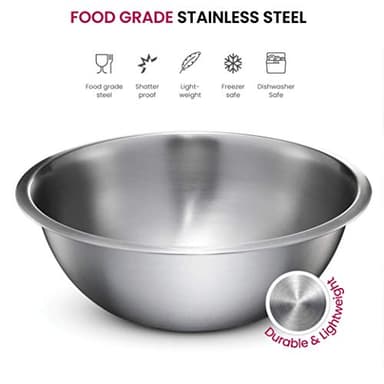 FineDine Stainless Steel Mixing Bowls Set, Dishwasher Safe, Up To 8 Quart Metal Mixing Bowls For Kitchen, Nesting, Large, Small, Big Food Prep, Cooking, Baking - Image 3