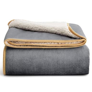 Bedsure Waterproof Blanket for Bed - Sherpa Fleece Waterproof Dog Blankets for Large Dogs, Pet Blankets for Bed/Couch, Soft Plush Reversible Furniture Protector, Twin Size, 80"x60", Grey - Image 9