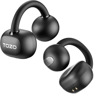 TOZO OpenEarRing True Open Ear Headphones, Lightweight Comfort Open Ear Clip Wireless Earbuds, 40H Play Bluetooth 5.4 Headphones with Smart Digital Display Design Fit Sports Running, Workout Black - Image 1