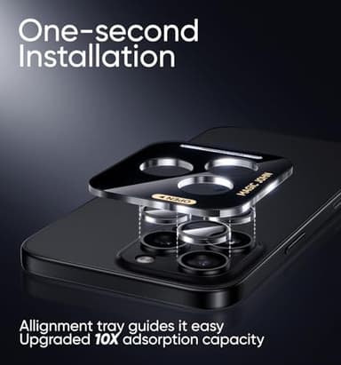 MAGIC JOHN for iPhone 16 Pro Max/16 Pro Camera Lens Protector [Alignment Kit&1:1 Invisible Perfect Fit] 9H Aerospace Tempered Glass Anti-Scratch Durable, Individual Cover Ring, Case Friendly, Set of 2, Clear - Image 2
