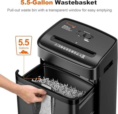 Bonsaii Paper Shredder for Home Office, 12-Sheet Heavy Duty Cross Cut Shredders for Home with 5.5 Gal Pullout Bin, Paper Shredding Machine for Document/CD/Credit Card,P-4 Security(C282-A New Version) - Image 5