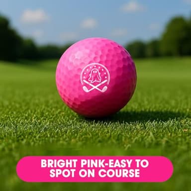 Ghost Pink Funny Golf Balls for Women – Shocked Emoji Face, High-Visibility Pink, Sleeve of 3 Novelty Practice Balls, Cute Golf Gift for Her, Ladies & Girls - Image 7