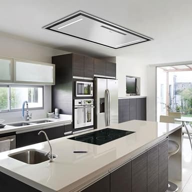 Awoco 36”W Flush Ceiling Mount Split Insert Range Hood, Stainless Steel 4 Speeds 800 CFM, 6” Round Vent LED Lights Remote Control (36"W 19"D 6" Vent) - Image 2